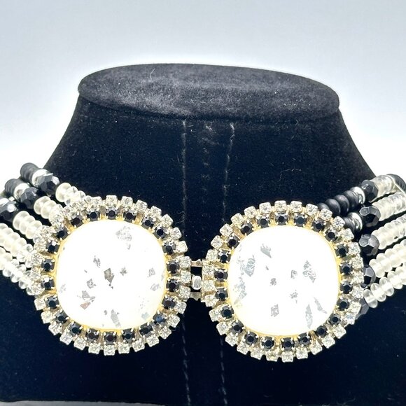 Vintage Art Deco Style Multi-Strand Glass Beaded Statement Necklace — MCM — EUC - Picture 3 of 8